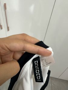 H and M White &amp; Black Cropped Sporty Top