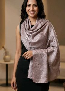 Elegant Silver Textured Shawl Scarf