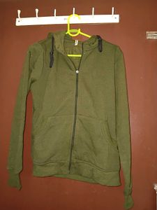 Olive Green Zip-Up Hoodie