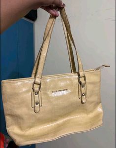 Lino Perros Crimpson Yellow Croc Textured Tote Bag