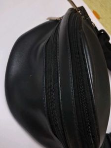 Sleek Black Faux Leather Fanny Pack