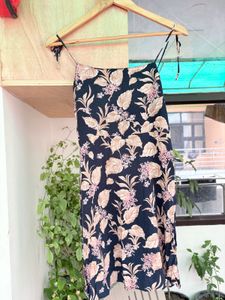 Navy Floral Print Mini Dress