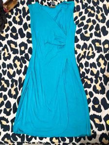 Stylish Teal V-Neck Wrap Dress