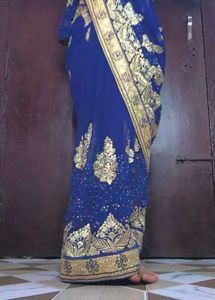 Royal Blue Embroidered Saree 💙 💛