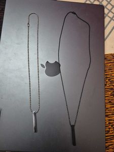 Silver & Black Tone Bar Pendant DogTag