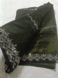 Designer Velvet Saree with Embellishments