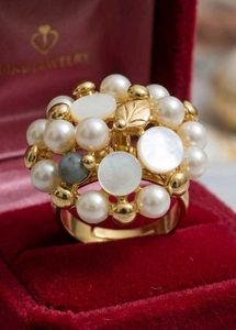 Elegant Adjustable Pearl Stone Anti Tarnisha Ring