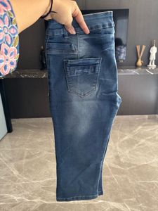 Classic Black Denim Jeans and Blue Capris combo