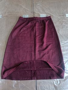 Maroon A-Line Midi Skirt