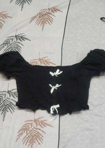 Black coquette crop top