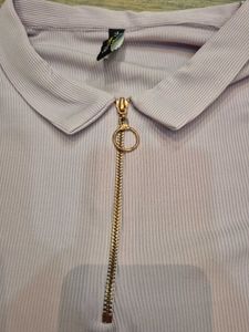 Lilac Zip-Up Polo Shirt