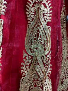 Red &amp; Gold Embroidered Lehenga Skirt
