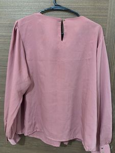 Elegant Pink Pleated Long Sleeve Top