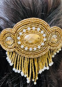 Brown Beaded hair Clip