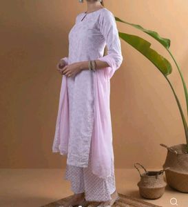 Elegant pink Printed Kurta with palazzos and dupat