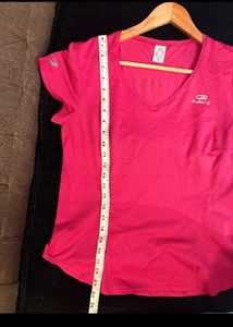 Women's Pink V-Neck Athletic T-Shirt