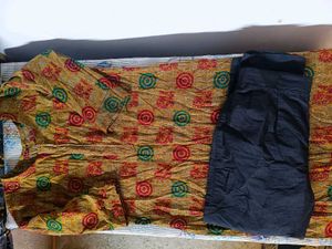 Yellow Printed Kurta with Black Pants