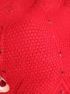 Red Knitted Poncho