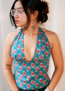 y2k Moonlit petals reversible GEET halter top