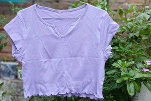 Lavender lettuce Hem Cropped T-Shirt