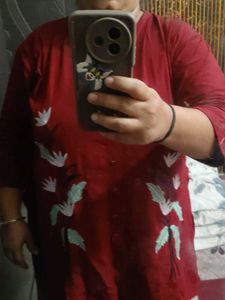 Maroon Kurta Set with Floral Print