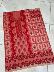Unstitched Red & Beige Kurta Material