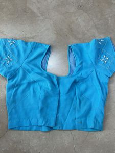 Blue Embellished Saree Blouse