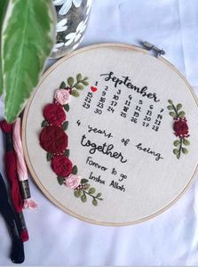 Custom Embroidered Anniversary Hoop💕🌸