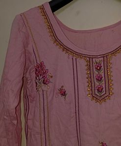 pink Embroidered Kurta with salwar