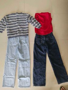 2 Stylish  Wide-Leg Jeans and tops