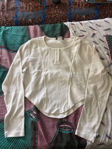 White Long Sleeve Cropped Top