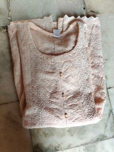chikankari pattern with threads short beautiful ku