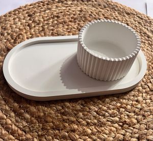 trinket Tray &amp; ribbed jar