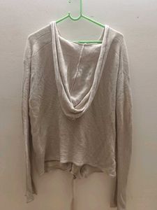 Cozy Beige Knit Hoodie