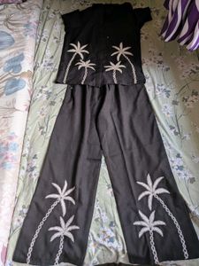 Palm Tree Embroidered Co-ord Set