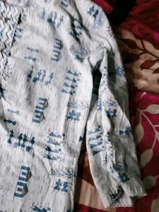 Blue &amp; White Printed Kurta with Patiala Pants