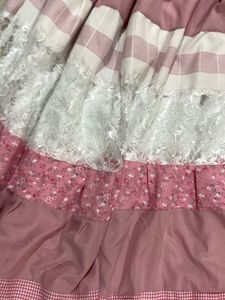 Boho Layered Pink Lace Skirt