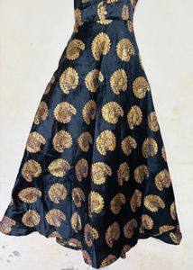 Elegant Black &amp; Gold Brocade Gown