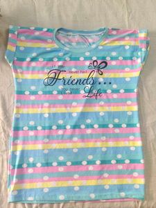Cute Striped Multicolor T-Shirt with Friends Quote