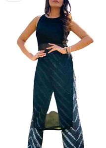 Stylish black pleated kurti with Tie-Dye palazzo s