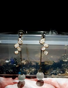 Elegant Drop Earrings with Pearl AD
