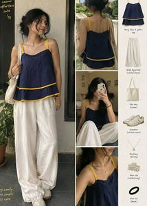 navy blue yellow stripped top