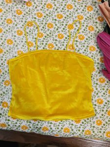 Yellow Velvet Cami Crop Top
