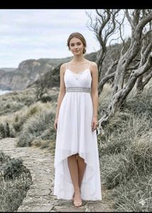 Elegant White High-Low Dress