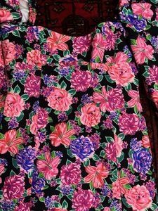 Vibrant Floral Print Puff Sleeve dress