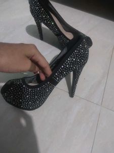 Sparkling Embellished Peep-Toe Heels