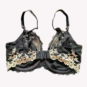 Elegant Black Floral Lace Bra