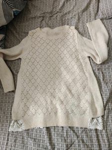 Lace Trim Knit Dress- one mark of fabric at back