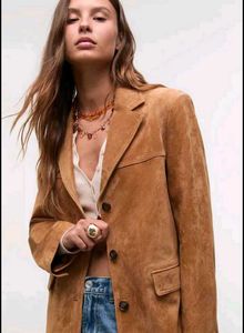 🎀Brown leather Suede Blazer🎀