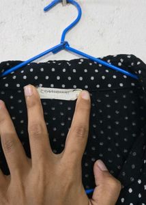 Black Polka Dot Long Sleeve Top